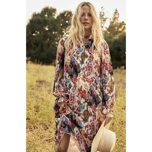 Anthropologie Dresses & Skirts - Anthropologie Maeve Shara Pleated Midi Dress Patchwork Floral Boho Sz L NWT $168